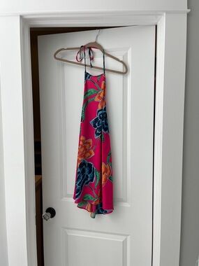 Show Me Your Mumu Hot Pink Tropical Backless Halter Dress